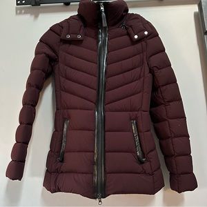 Mackage Patsy Bordeaux Puffer Jacket Leather Trim